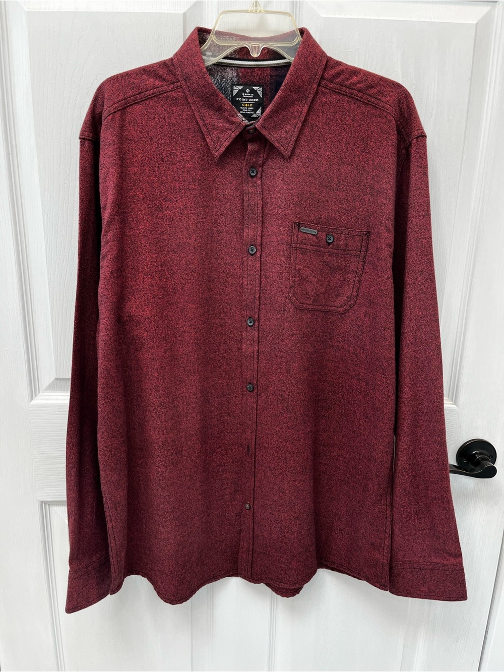 NWT Point Zero Gold Black Label Maroon Cotton Button Down Shirt Mens XL Red
